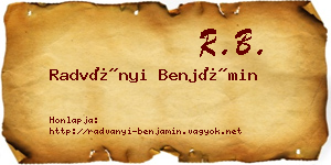 Radványi Benjámin névjegykártya
