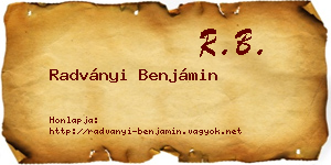 Radványi Benjámin névjegykártya